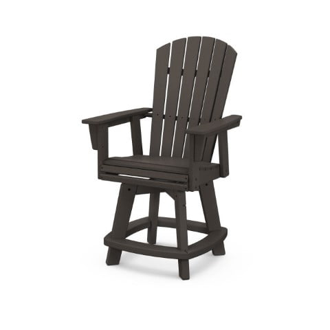 Polywood ® Nautical Curveback Adirondack Swivel Counter Chair in Vintage Finish