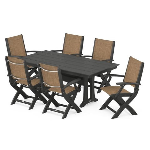 Polywood ® Coastal 7-Piece Folding Chair Dining Set