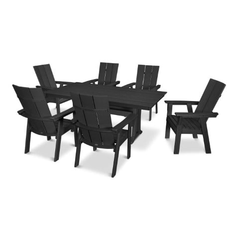 Polywood ® Modern Curveback Adirondack 7-Piece Farmhouse Trestle Dining Set