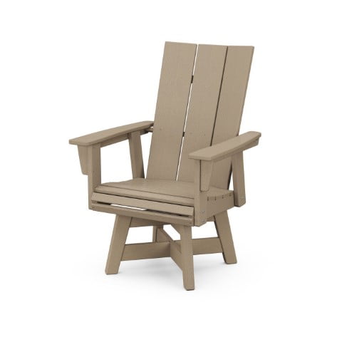 Polywood ® Modern Curveback Adirondack Swivel Dining Chair in Vintage Finish