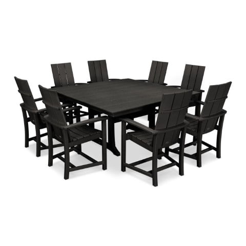 Polywood ® Modern Adirondack 9-Piece Farmhouse Trestle Dining Set