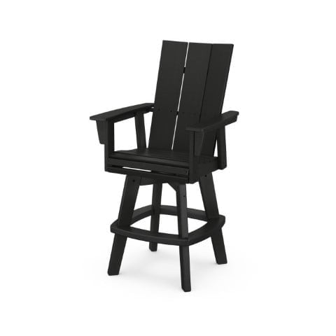 Polywood ® Modern Curveback Adirondack Swivel Bar Chair in Vintage Finish