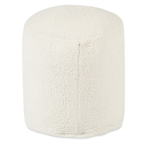 Solid Cream Sherpa Pouf