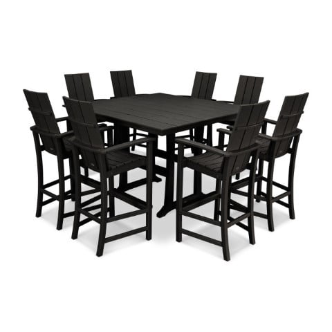 Polywood ® Modern Adirondack 9-Piece Farmhouse Trestle Bar Set