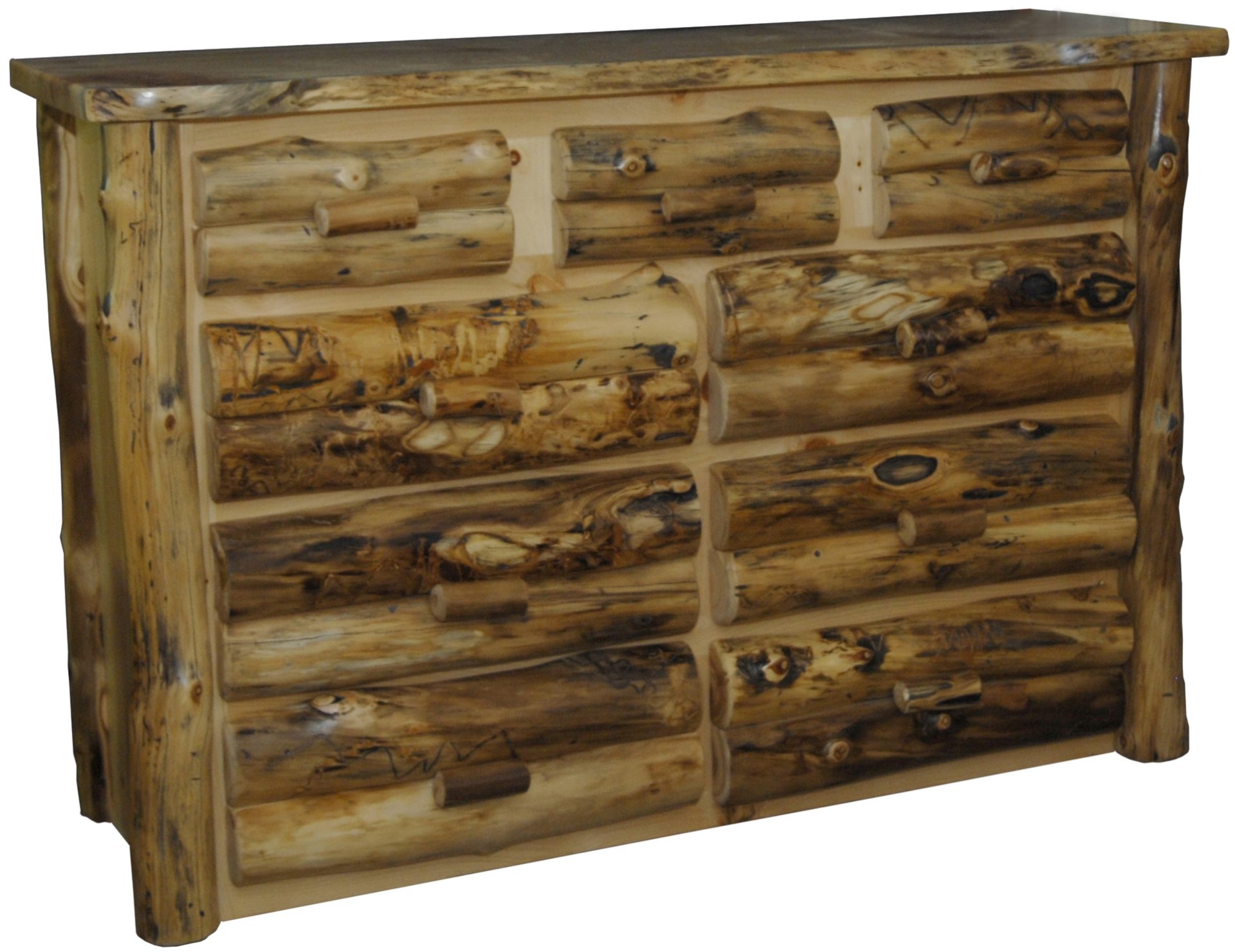Rustic Aspen Log 9 Drawer Dresser