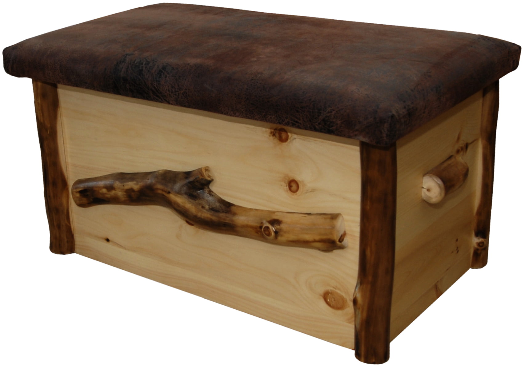 Rustic Aspen Log Blanket Chest with Cushioned Seat