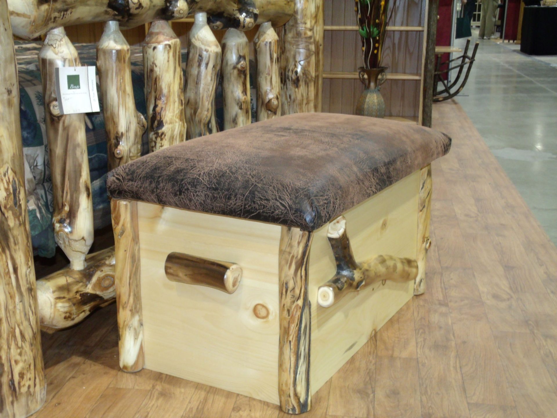 Rustic Aspen Log Blanket Chest with Seat