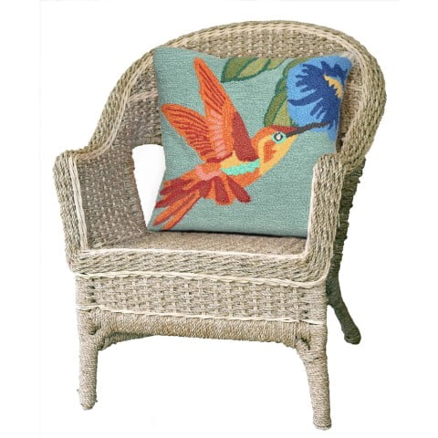 Liora Manne Frontporch Hummingbird Indoor / Outdoor Pillow Sky 18" x 18"