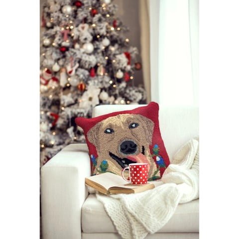 Liora Manne Frontporch Happy Holidays Indoor / Outdoor Pillow Red