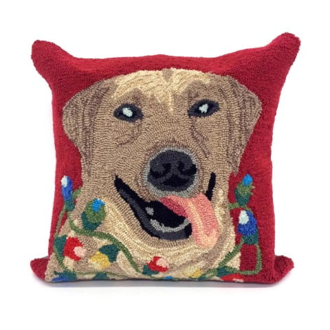 Liora Manne Frontporch Happy Holidays Indoor / Outdoor Pillow Red