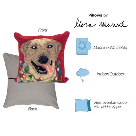 Liora Manne Frontporch Happy Holidays Indoor / Outdoor Pillow Red