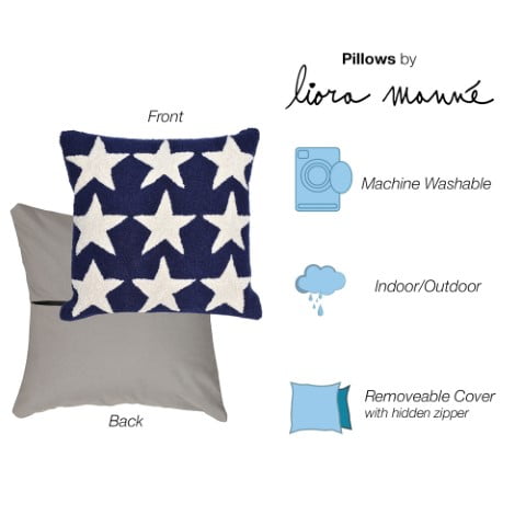 Liora Manne Frontporch Stars Indoor / Outdoor Pillow Blue