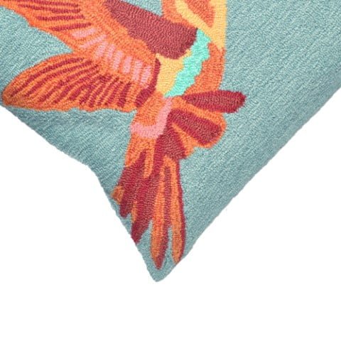 Liora Manne Frontporch Hummingbird Indoor / Outdoor Pillow Sky 18" x 18"