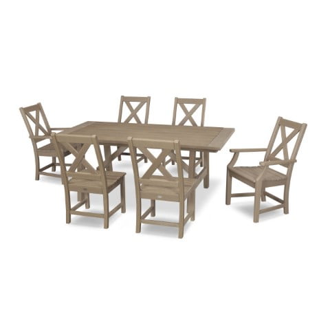 Polywood ® Braxton 7-Piece Rustic Farmhouse Dining Set in Vintage Finish