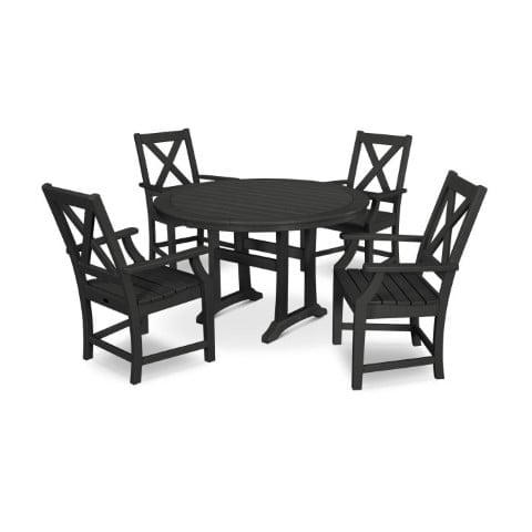 Polywood ® Braxton 5-Piece Nautical Trestle Arm Chair Dining Set