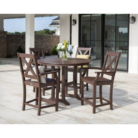 Polywood ® Braxton 5-Piece Nautical Trestle Arm Chair Counter Set