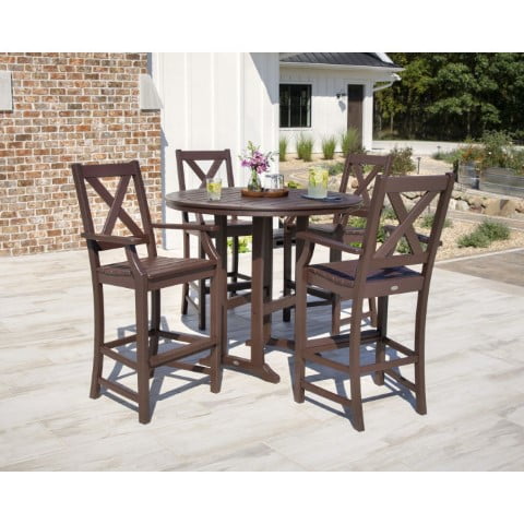 Polywood ® Braxton 5-Piece Nautical Trestle Arm Chair Bar Set