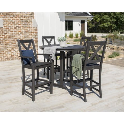 Polywood ® Braxton 5-Piece Nautical Trestle Arm Chair Bar Set in Vintage Finish