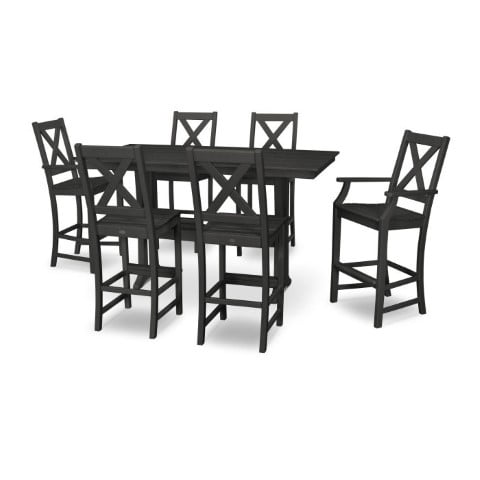 Polywood ® Braxton 7-Piece Farmhouse Trestle Bar Set