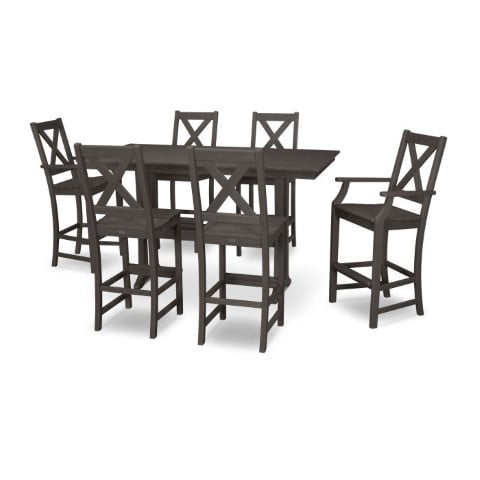 Polywood ® Braxton 7-Piece Farmhouse Trestle Bar Set in Vintage Finish