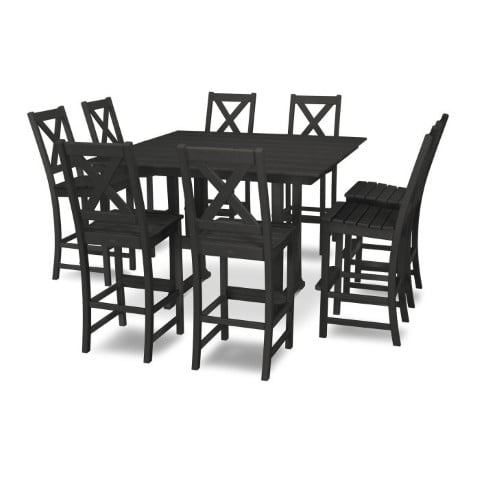 Polywood ® Braxton 9-Piece Farmhouse Trestle Bar Set