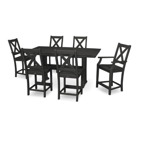 Polywood ® Braxton 7-Piece Farmhouse Trestle Counter Set