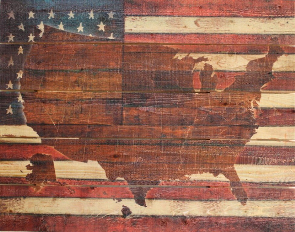 Wood Pallet Art – American Flag USA Map