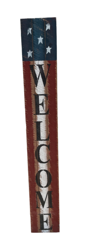 8″ x 54″ Wooden Sign ” Welcome USA “