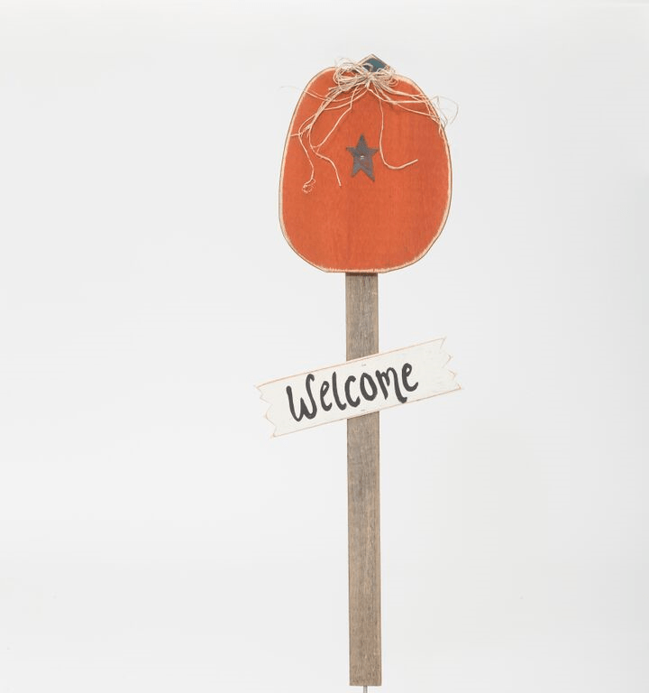 Primitive Wooden Pumpkin Welcome Sign