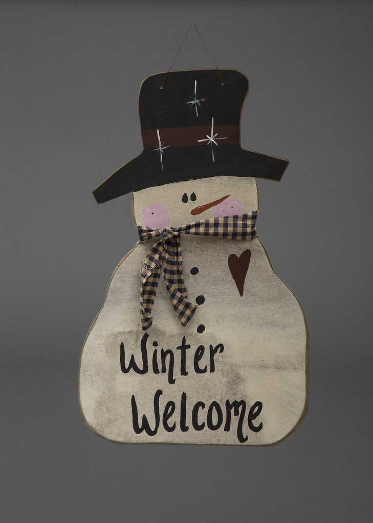Primitive Rustic Christmas Decoration – Cheerful Wooden Hanging Snowman