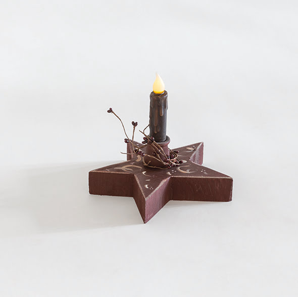 Primitive Decorative Chunky Rustic Star with Candle
