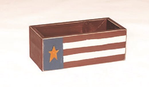 Primitive Decorative Red, White, & Blue American Flag Storage Box