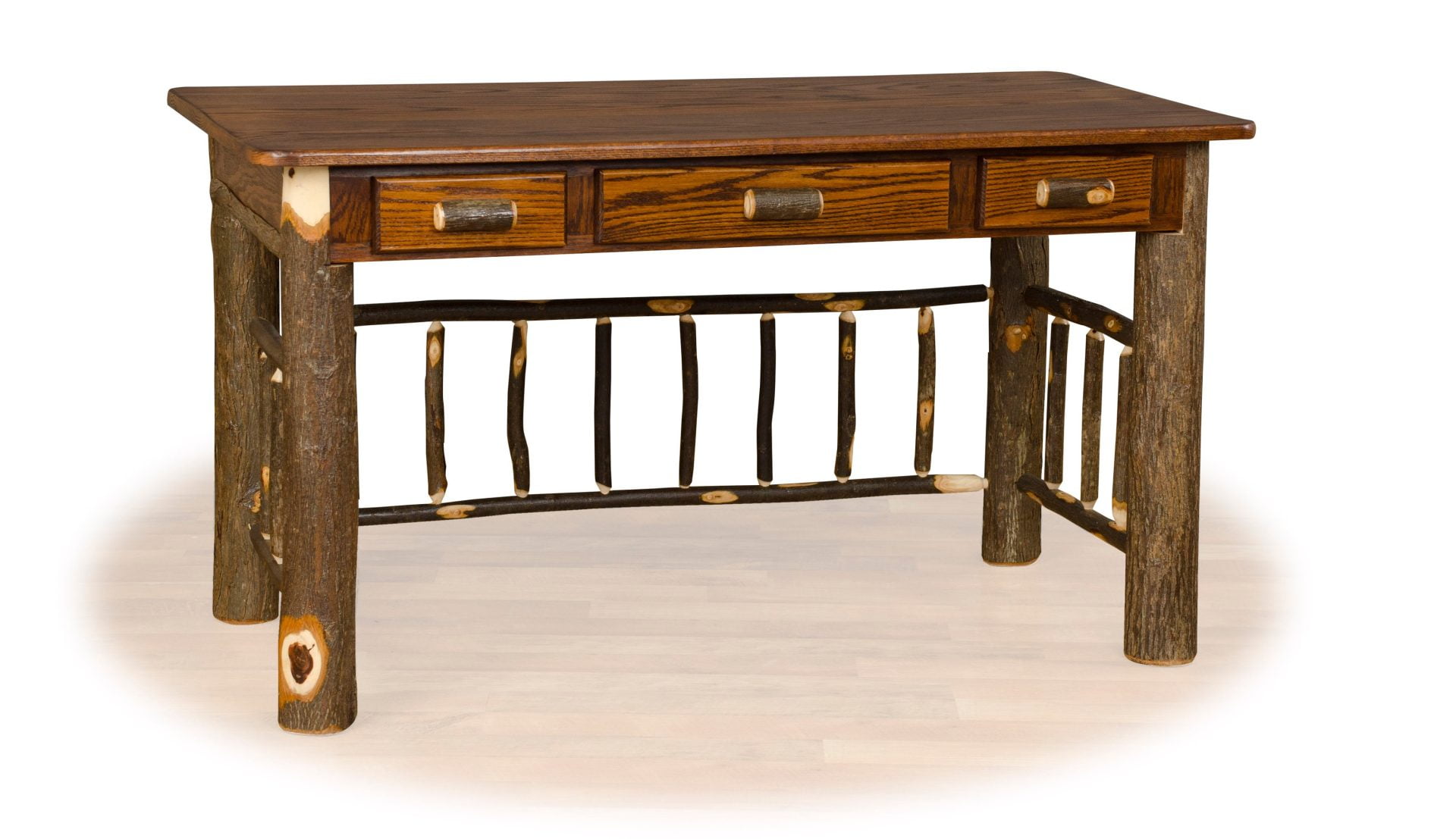 Rustic Hickory & Oak Foreman / Office Desk in Medium Stain