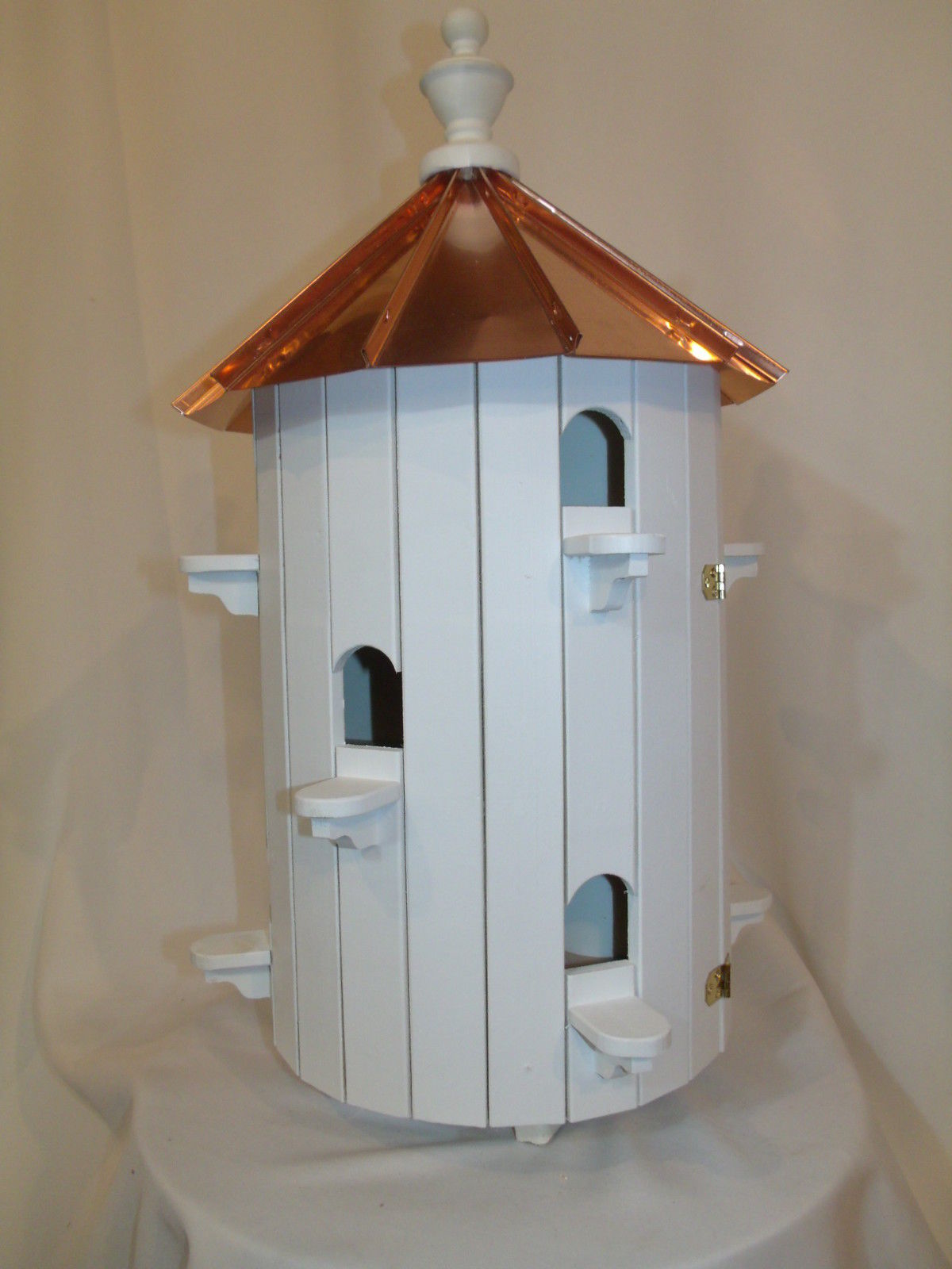 10 Hole Bird House with Polished Copper Roof - 26 inches Tall