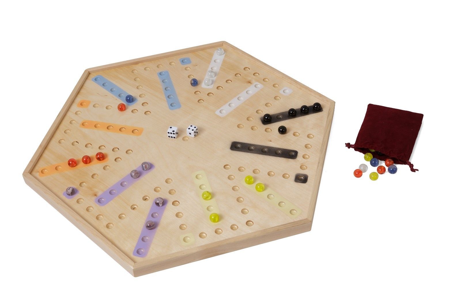 Classic Wooden Game Board – Aggravation Marble Game & 4-Way Checkers