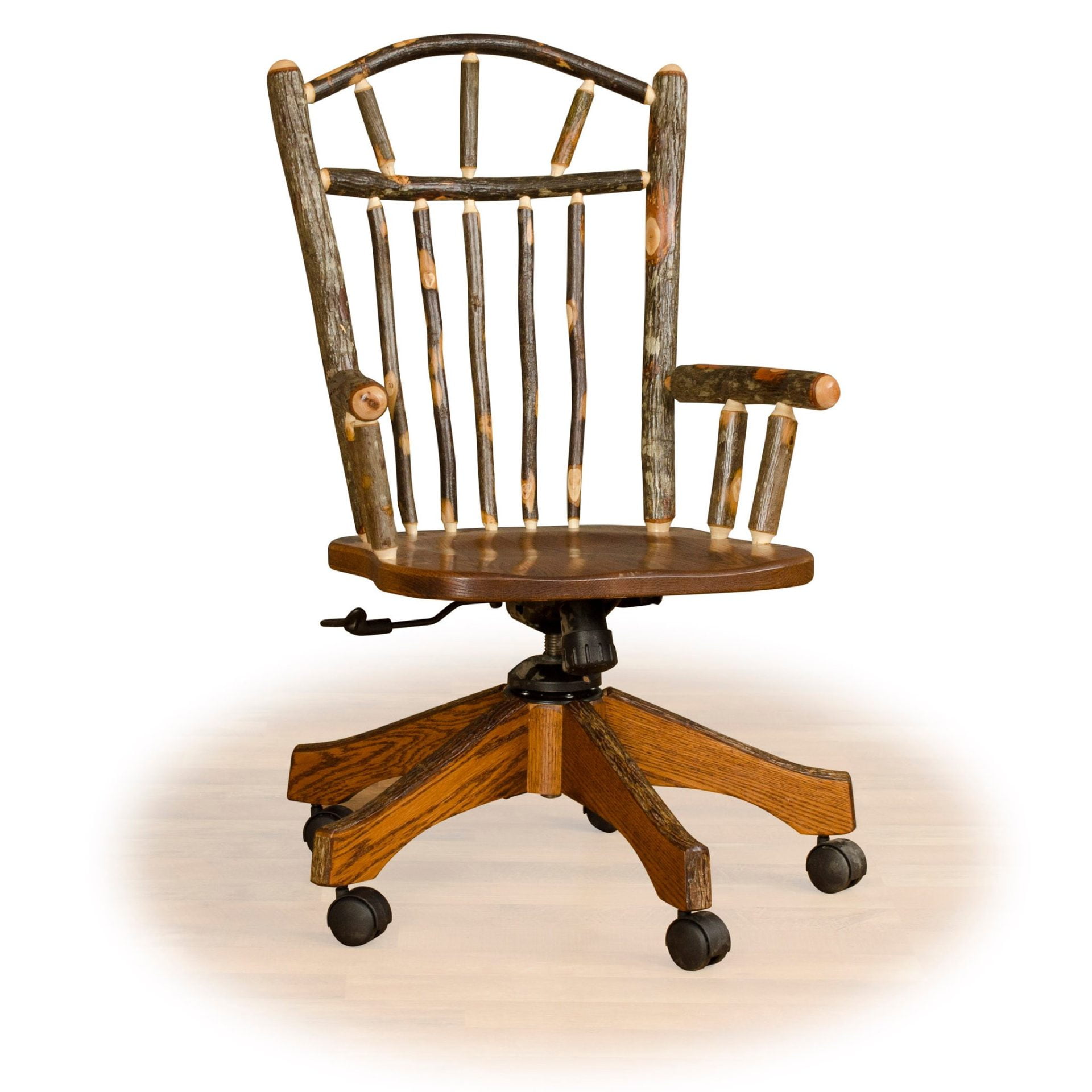 Rustic Hickory / Oak Adjustable Office Chair in Medium Stain