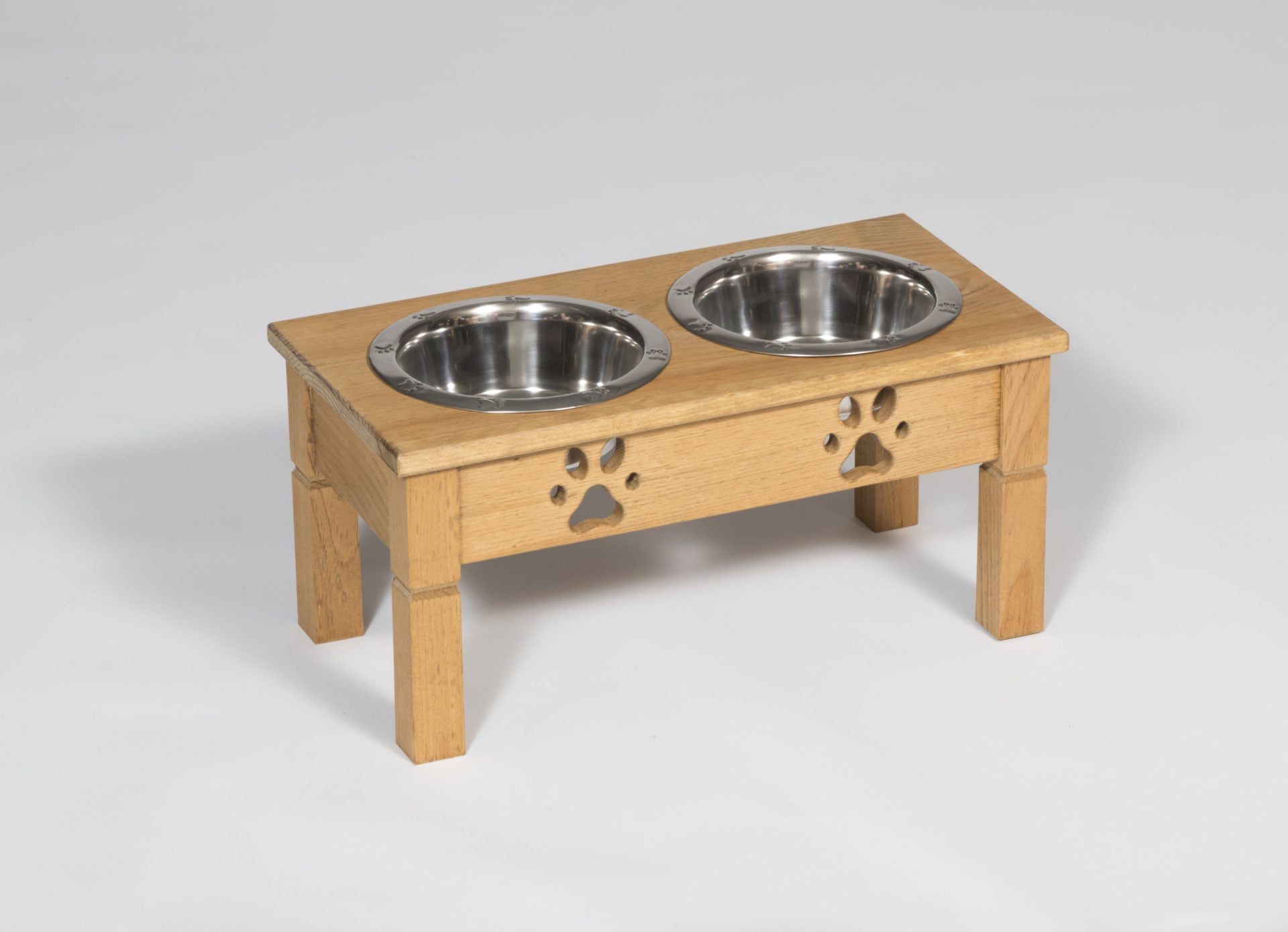 Medium Pine Double Dog Dish – 2 Quarts -Unfinished, Stained, or Poly Lumber