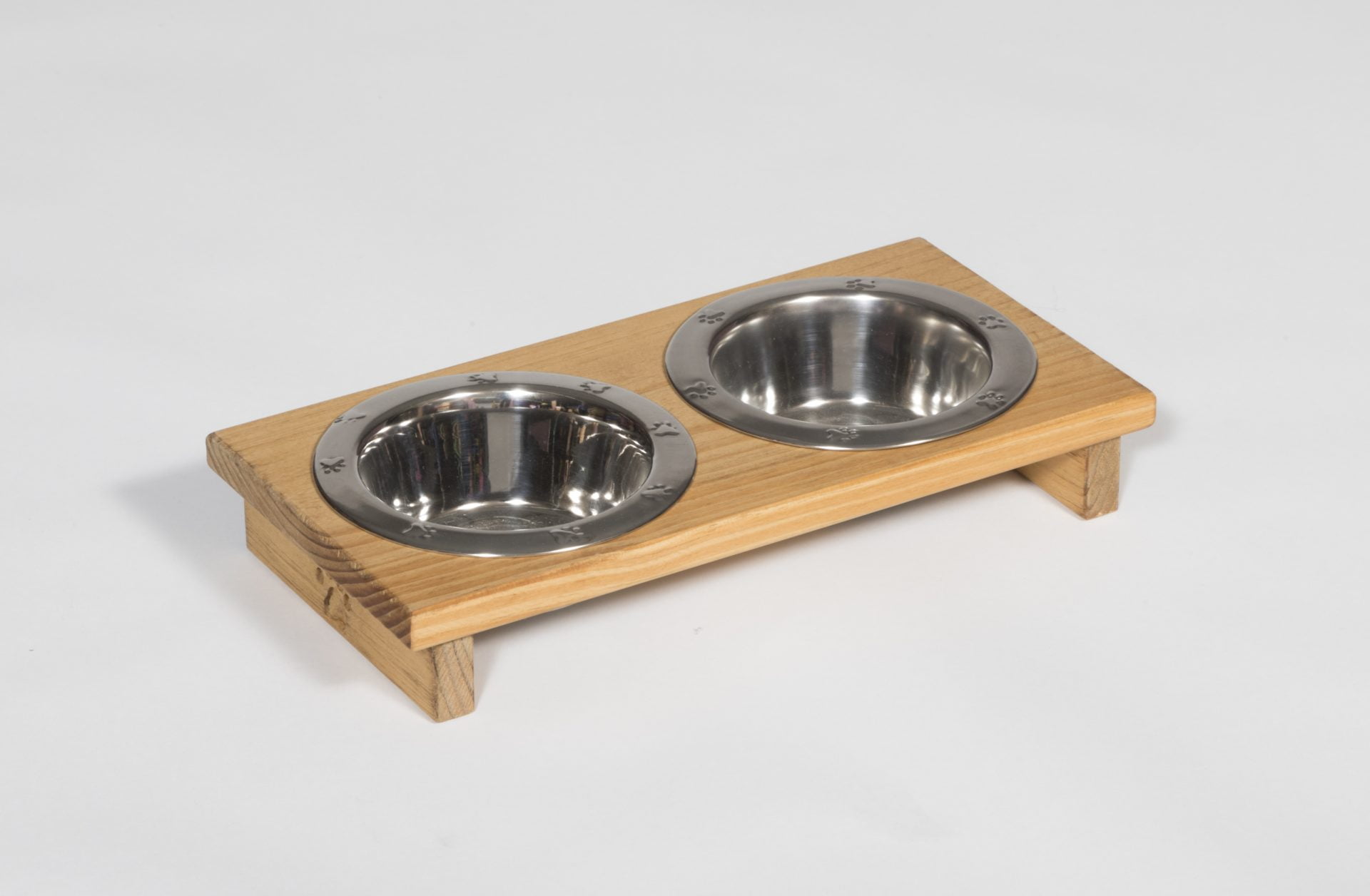 Small Pine Double Dog or Cat Dish – Pint Sized – Unfinished, Stained, or Poly Lumber