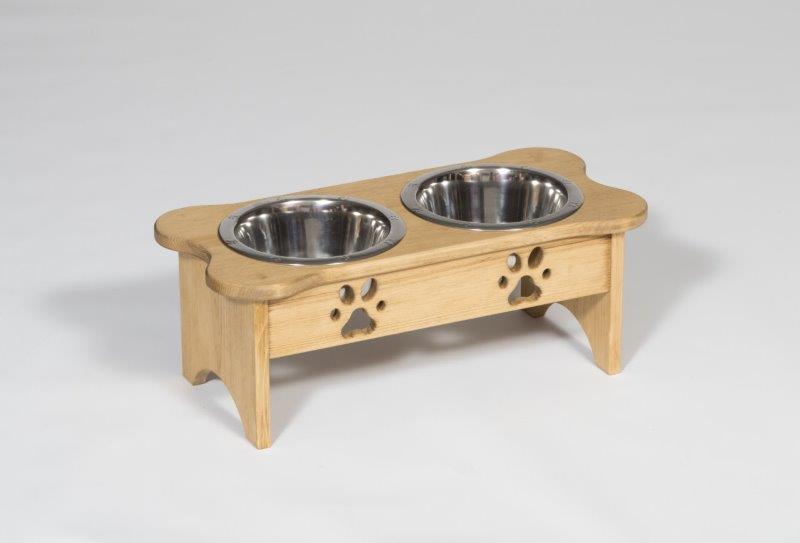 Medium Pine Dog Bone Double Dish – 2 Quarts – Unfinished or Stained