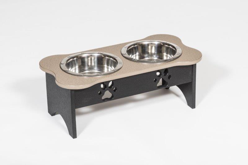 Medium Sized Dog Bone Dish Stand in Poy Lumber