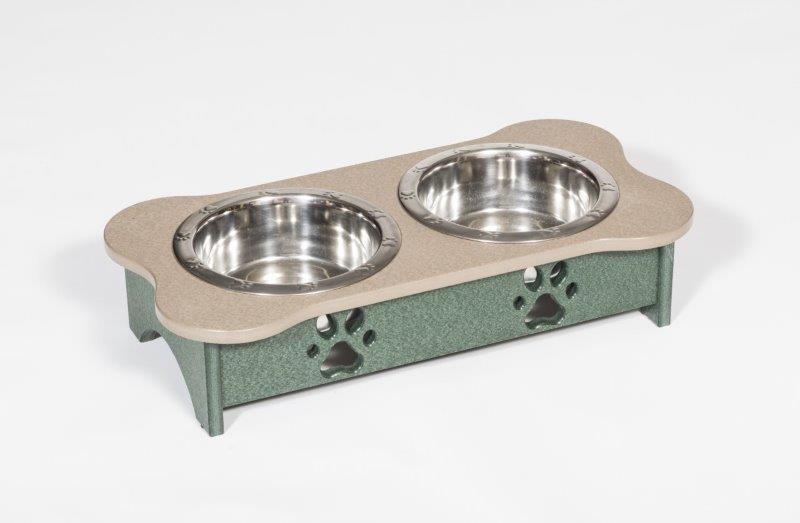 Poly Lumber Wood - Tall Triple Dog Bone Dish - 2 Quart