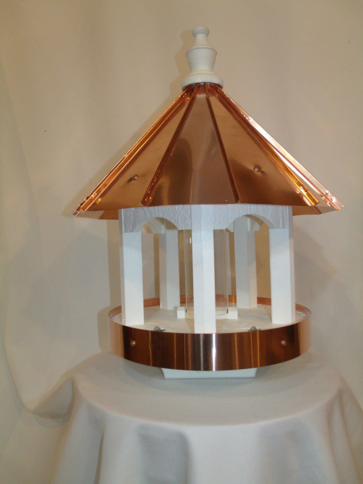 Polished Copper Top Bird Feeder with Copper Trim - 24 inches TALL