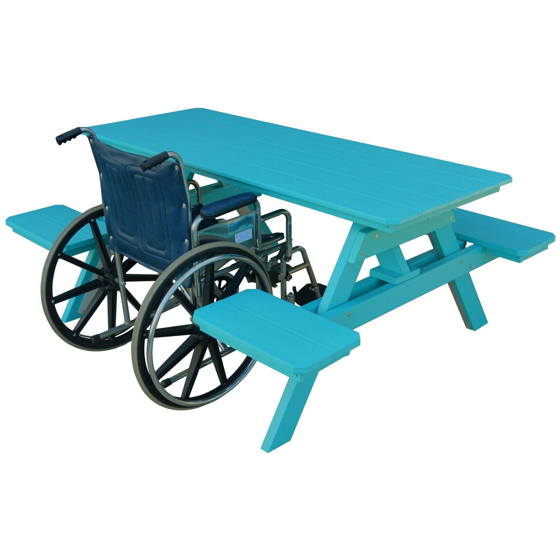 A&L Furniture Poly Lumber 6′ ADA Compliant Table with Attached Benches