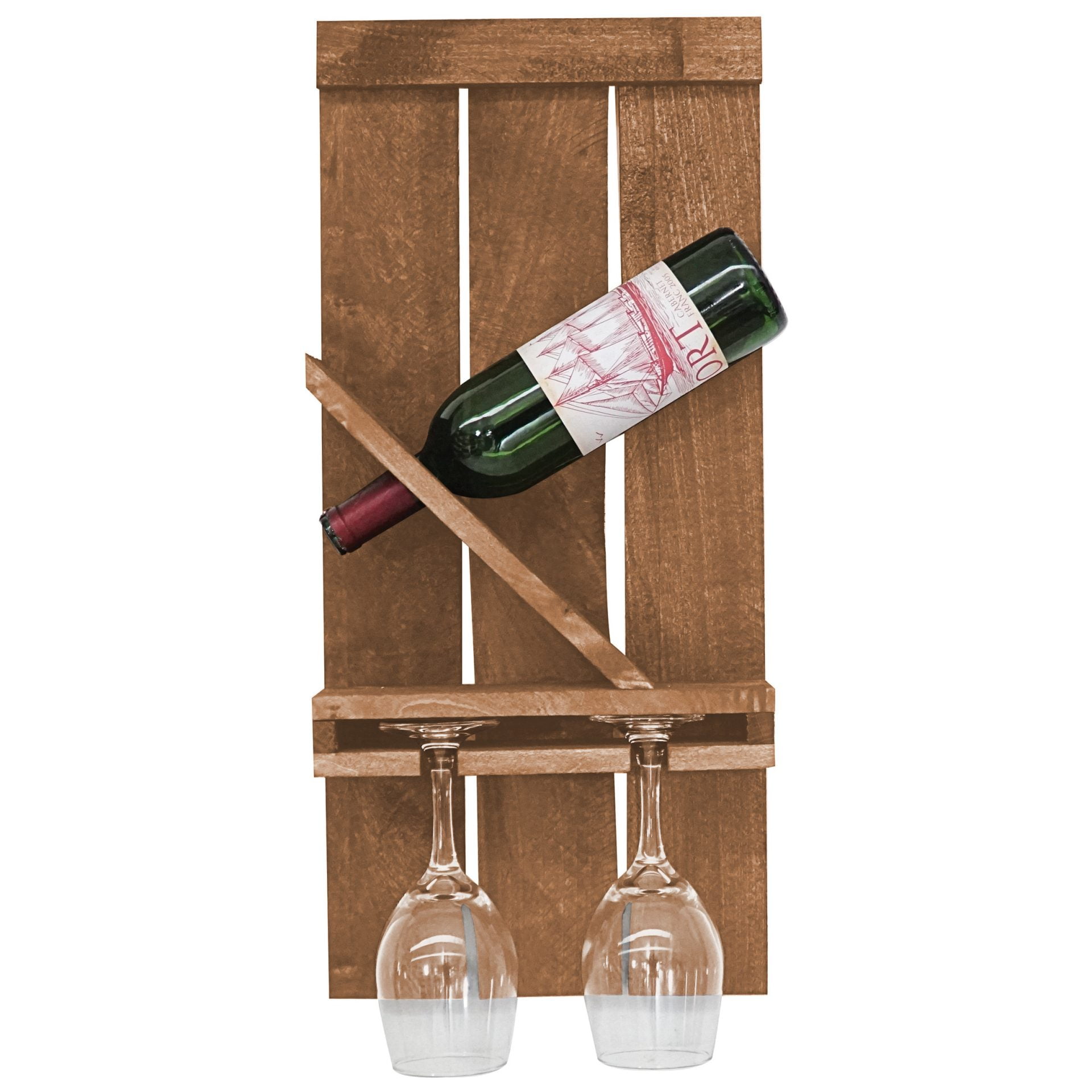 Farmhouse Single Wine Holder with 2 Glass Holder