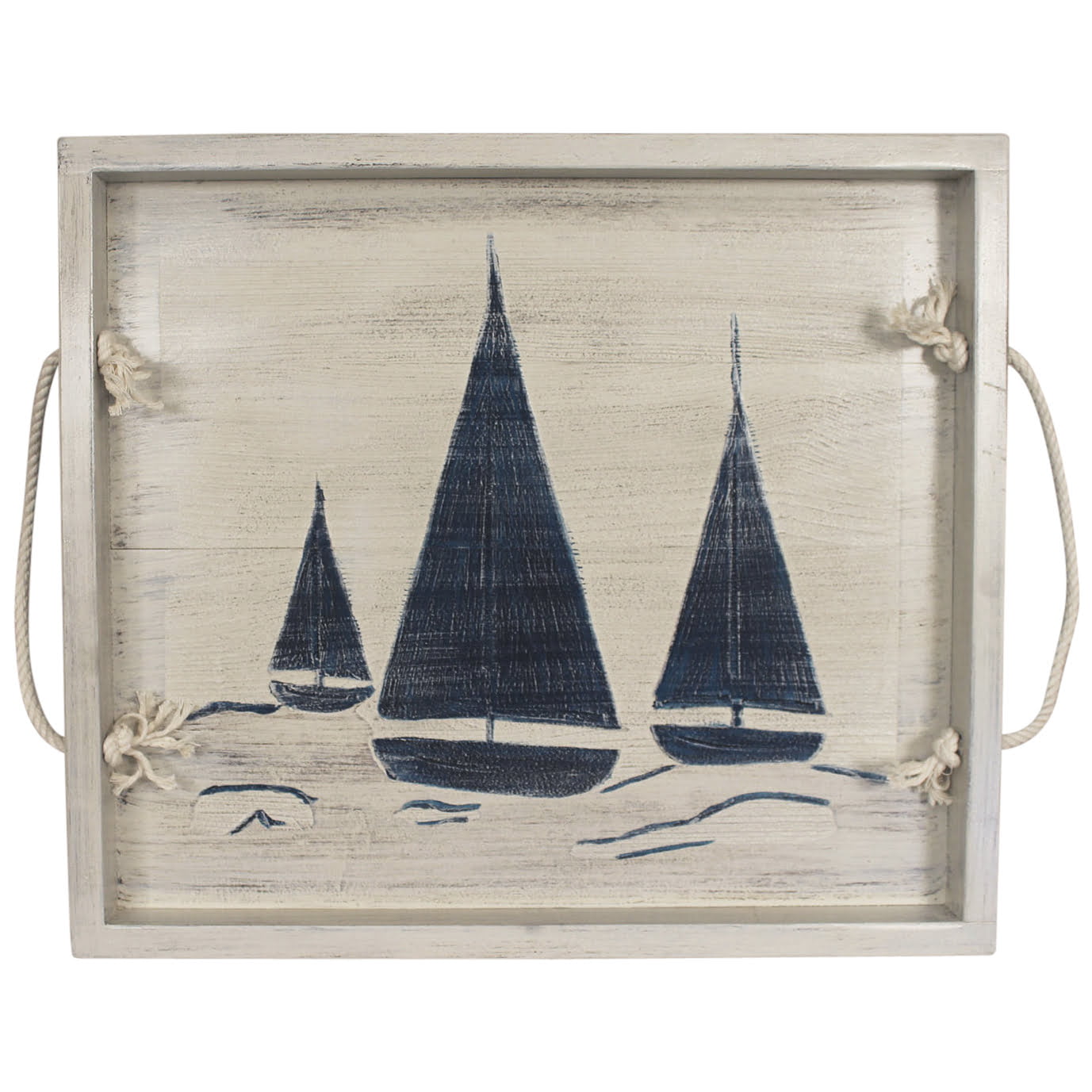 Coastal 20″ Tray with Sailboat Accents