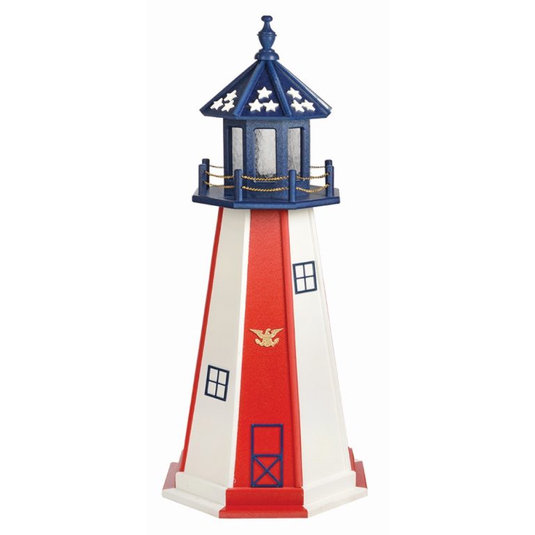 Beaver Dam Woodworks Alternating Poly Lumber Lighthouse-Patriotic-Multiple Sizes