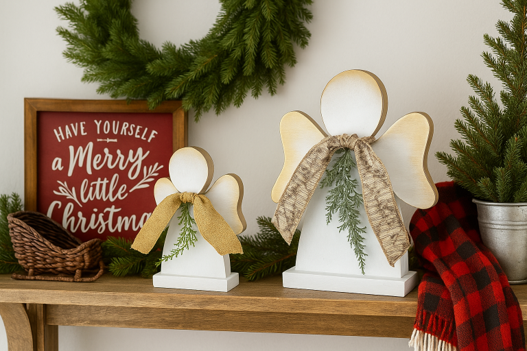 Small Wooden Amish Christmas Angels – Handcrafted Holiday Decorations